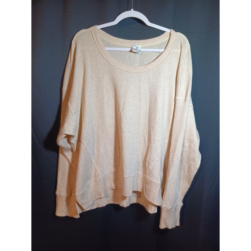 Offline by Aerie Large Waffle Knit Long Sleeve Tunic Sweatshirt Flowy Casual Top